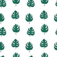 Monstera leaf seamless pattern. Vector monstera hand drawn pattern
