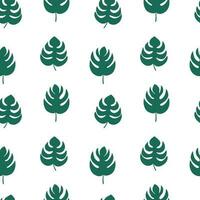 Monstera leaf seamless pattern. Vector monstera hand drawn pattern