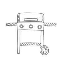 Vector charcoal barbecue grill sketch. Hand drawn BBQ grill illustration