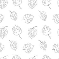 Monstera leaf seamless pattern. Vector monstera doodle pattern