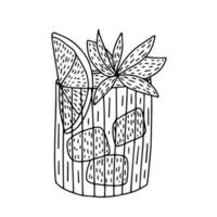 vector limonada en vaso con hielo y menta hojas bosquejo
