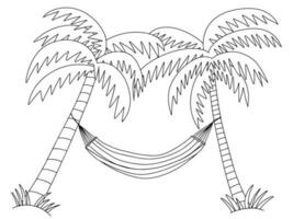 Vector palms and hammock coloring page illustration