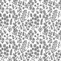 Doodle summer flowers seamless pattern. Vector mille fleur pattern on white background.