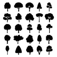 Trees silhouette set. Isolated vector illustration on white background