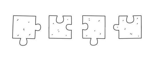 Puzzle details. Hand drawn doodle style. Vector illustration isolated on white. Coloring page.