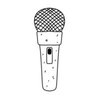 Microphone. Hand drawn doodle style. Vector illustration isolated on white. Coloring page.