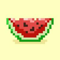 Watermelon icon. Retro 80s pixel art. Flat style. Old school food and fruit graphic design. isolated vector illustration. Design for web, sticker, mobile app, poster, card, banner.
