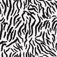 Abstract Hand Drawn Zebra skin print. Seamless pattern. Zebra animal skin background. Textured abstract and wild print design with stripes for textile. Black and white colors. Vector illustration