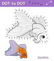 Dot to dot. Numbers game. Education math game for children. Drawing task for kids. Colored worksheet with cute goldfish. Leisure games. Vector illustration.