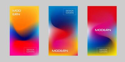 Set of covers design templates with vibrant gradient background. Trendy modern design. Applicable for placards, banners, flyers, presentations, covers and reports. Vector illustration. Eps10