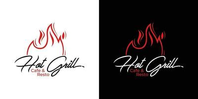 Hot grill logo template vector Illustration