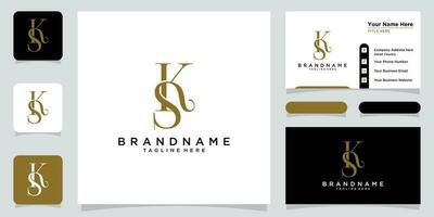 Alphabet letters Initials Monogram logo KS with business card design vector