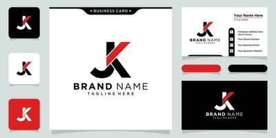 Initial Letter JK Logo Design vector Template with business card design template