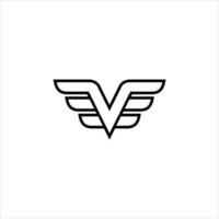 v Letter Logo with wings Template vector icon illustration