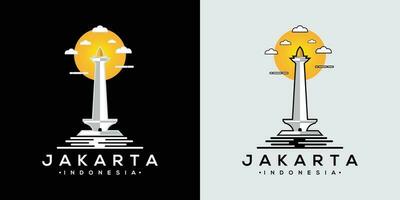 Jakarta Monas Flat Vector Design Illustration. National Monument of Indonesia the Landmark of Jakarta City.