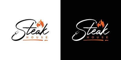 vintage steak house logo. retro style grill restaurant emblem. vector illustration