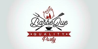 Logo barbecue with flame logo vector