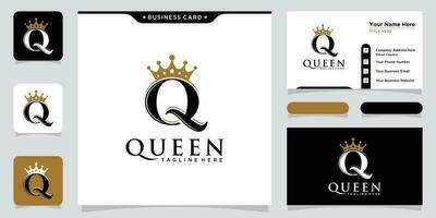 Initial letter Q crown gold luxury elegant vintage logo design. vector