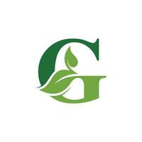 Initial Letter G With Leaf Luxury Logo. Green leaf logo Template vector Design.