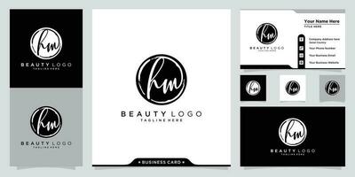 HM Initial handwriting logo vector with business card design