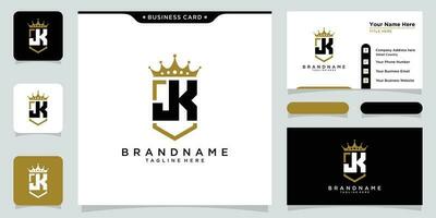 Alphabet letters Initials Monogram logo JK or KJ, with business card design vector