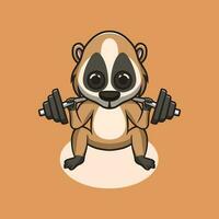 cute slow loris workout cartoon illustration vector