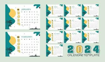 2024 calendar design with background vector