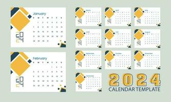 2024 calendar design with background vector