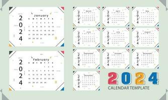 2024 calendar design with background vector