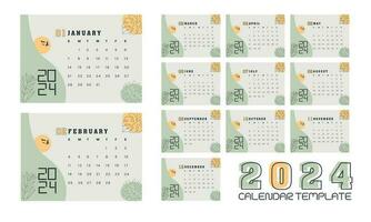 2024 calendar design with background vector