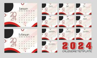 2024 calendar design with background vector