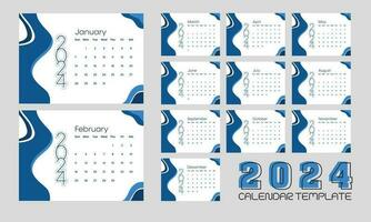 2024 calendar design with background vector