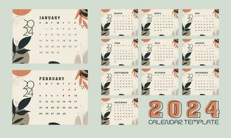 2024 calendario diseño con antecedentes vector