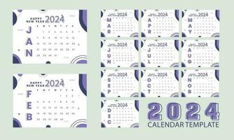 2024 calendar design with background vector