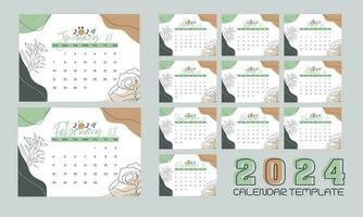 2024 calendar design with background vector