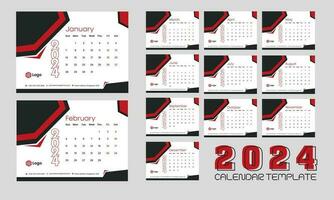 2024 calendar design with background vector