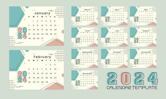 2024 calendar design with background vector