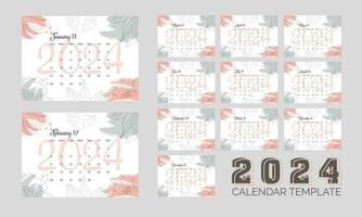 2024 calendario diseño con antecedentes vector