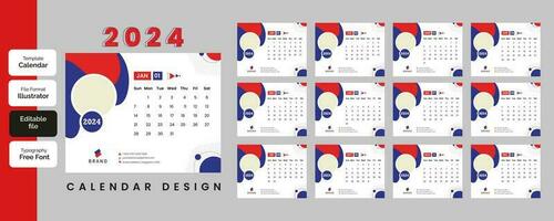 2024 calendar design with background vector