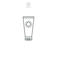 protector solar botella icono símbolo vector ilustración aislado en blanco antecedentes