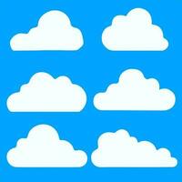 Serene sky backdrop - Explore a delightful set of vector cloud illustrations placed against a calming blue background. Add a touch of tranquility to your design projects.