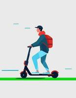 abrazo Respetuoso del medio ambiente movilidad - explorar el pulcro diseño y conveniencia de un eléctrico scooter mediante esta cautivador vector ilustración. paseo dentro el futuro con sostenible transporte