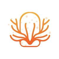 Coral Logo, Marine Plant Design Place Marine Animal, Seaweed Sea Vector