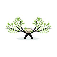 Bird's Nest Logo, Vector Design Illustration Template