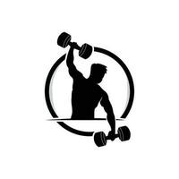 Gym Logo, Fitness Health Vector, Muscle Workout Silhouette Design, Fitness Club vector