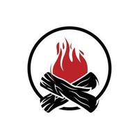 Bonfire Logo, Wood Burning And Fire Design, Camping Adventure Vintage vector