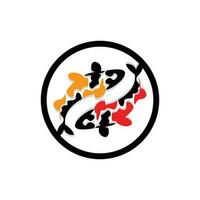 diseño del logotipo de peces koi, vector de peces ornamentales de la suerte y el triunfo chino, icono de pez dorado de la marca de la empresa