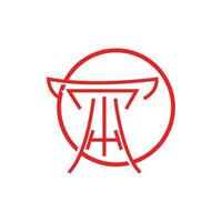 Torii Gate Logo, Japanese History Gate Icon Vector, Chinese Illustration, Wooden Design Company Brand Template vector