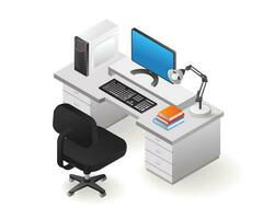 Computer desk tool technology concept isometric illustration vector