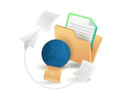 Send data e-mail letters through the world of the internet vector